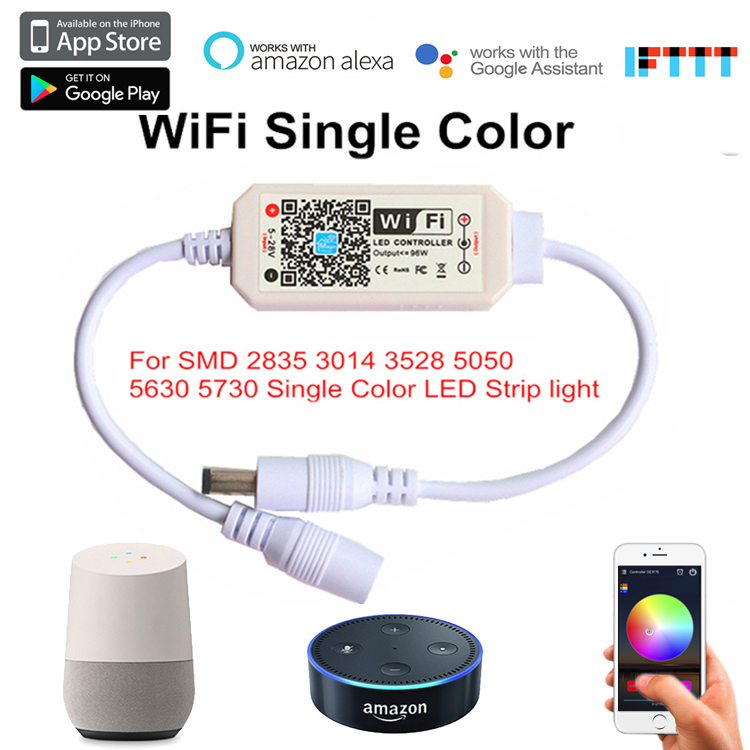 Magic Home Pro APP DC5-28V WIFI LED Remote Smart Controller Works with Amazon Alexa, Google Assistant home, AliGenie, and IFTTT device, Suitable for Single Color LED Strip Lights